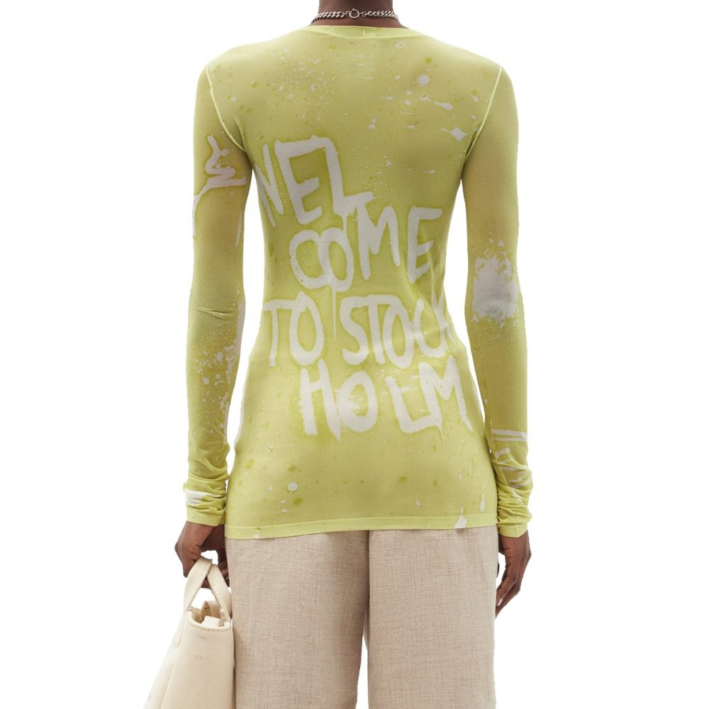 Acne Studios yellow graffiti print long sleeve top - Picture 6 of 10